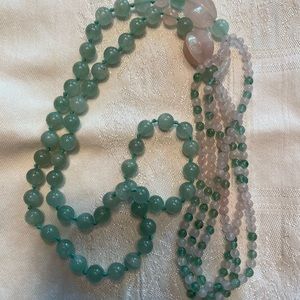 Rose quartz and jade necklace